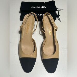 CHANEL Beige and Black Heels